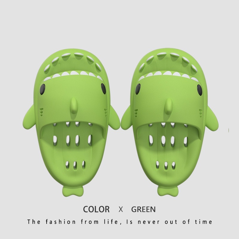 Shark Slippers With Drain Holes Shower Shoes For Women Quick Drying Eva Pool Shark Slides Beach Sandals With Drain Holes - Image 2