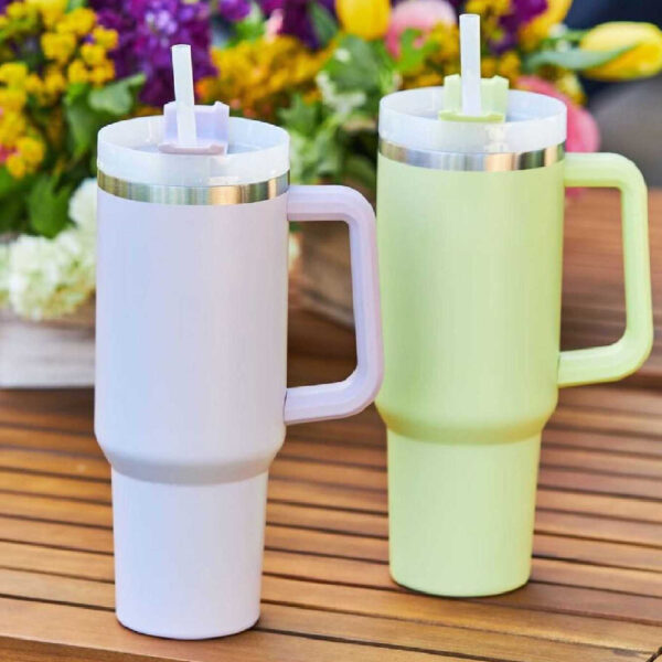 40 Oz Tumbler With Handle Straw Insulated, Stainless Steel Spill Proof Vacuum Coffee Cup Tumbler With Lid Tapered Mug Gifts For Valentine Lover Suitable For Car Gym Office Travel - Image 2