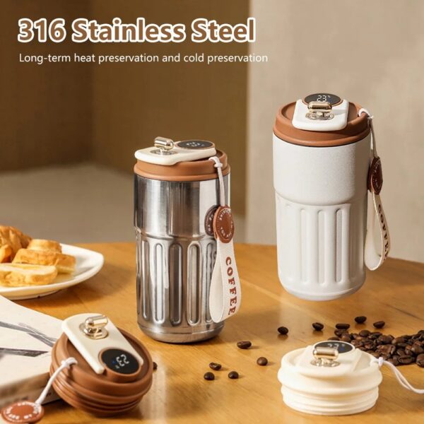 Smart Digital Thermal Bottle Portable Coffee Mug Stainless Steel Water Bottle In-Car Insulated Cup Keep Cold Vacuum Flasks 450ml - Image 2