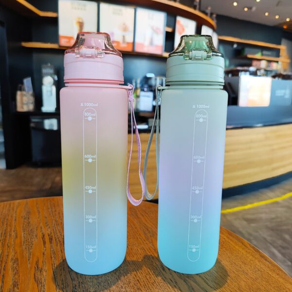 Rainbow Gradient Plastic Cup Sports Cup Outdoor Gym Couple Large Capacity 1L - Image 3
