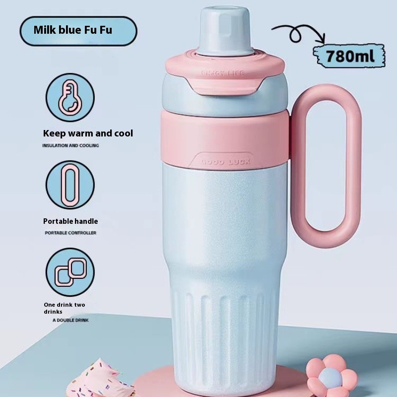 780ml Gradient Double Drink Thermal Cup Stainless Steel With Lid Coffee Cup Thermos Large Capacity Straw Cup For Male And Female - Image 4