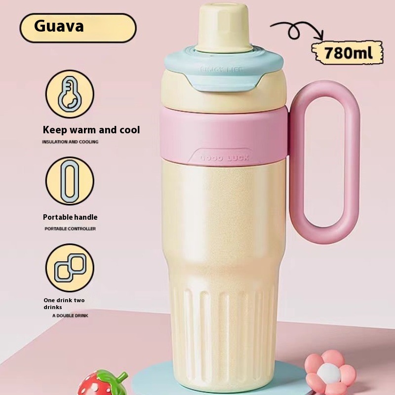 780ml Gradient Double Drink Thermal Cup Stainless Steel With Lid Coffee Cup Thermos Large Capacity Straw Cup For Male And Female - Image 7