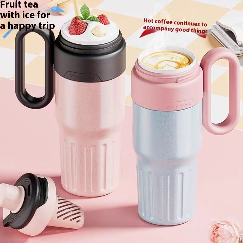 780ml Gradient Double Drink Thermal Cup Stainless Steel With Lid Coffee Cup Thermos Large Capacity Straw Cup For Male And Female