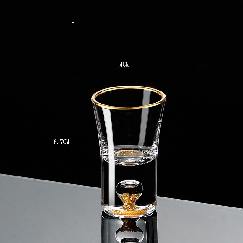 Small Crystal Glass One-shot Cup Divider Gold Foil Liquor Cup - Image 3