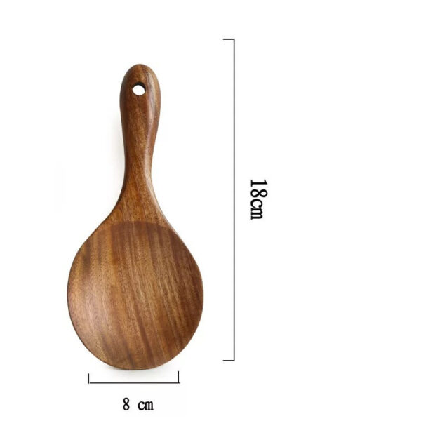 Teak Long Handle Cooking Spatula Household Solid Wood Spoon - Image 3