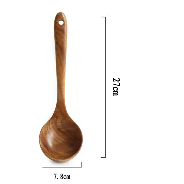 Teak Long Handle Cooking Spatula Household Solid Wood Spoon - Image 7