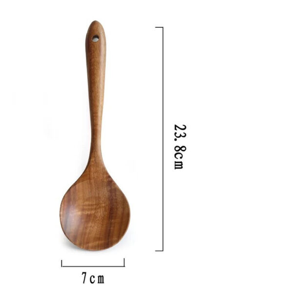 Teak Long Handle Cooking Spatula Household Solid Wood Spoon - Image 9
