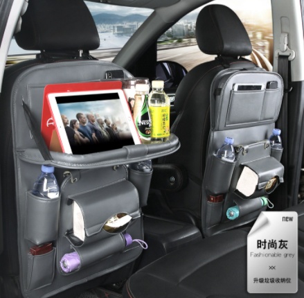 PU Leather Car Storage Bag Multifunction Seat Back Tray Hanging Bag Waterproof Car Organizer Automotive Interior Accessories - Image 6