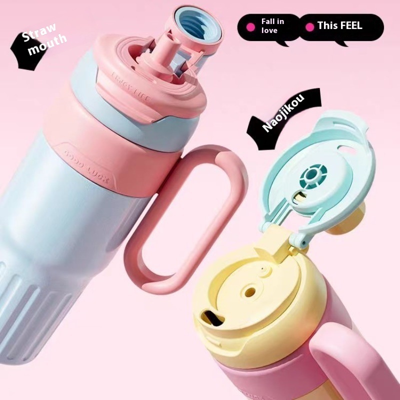 780ml Gradient Double Drink Thermal Cup Stainless Steel With Lid Coffee Cup Thermos Large Capacity Straw Cup For Male And Female - Image 8