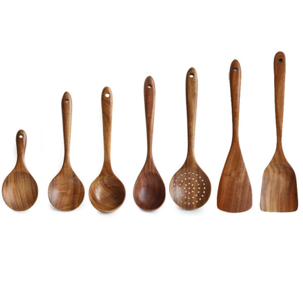 Teak Long Handle Cooking Spatula Household Solid Wood Spoon - Image 8