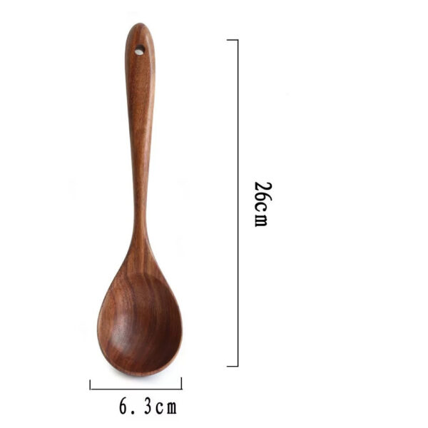 Teak Long Handle Cooking Spatula Household Solid Wood Spoon - Image 10