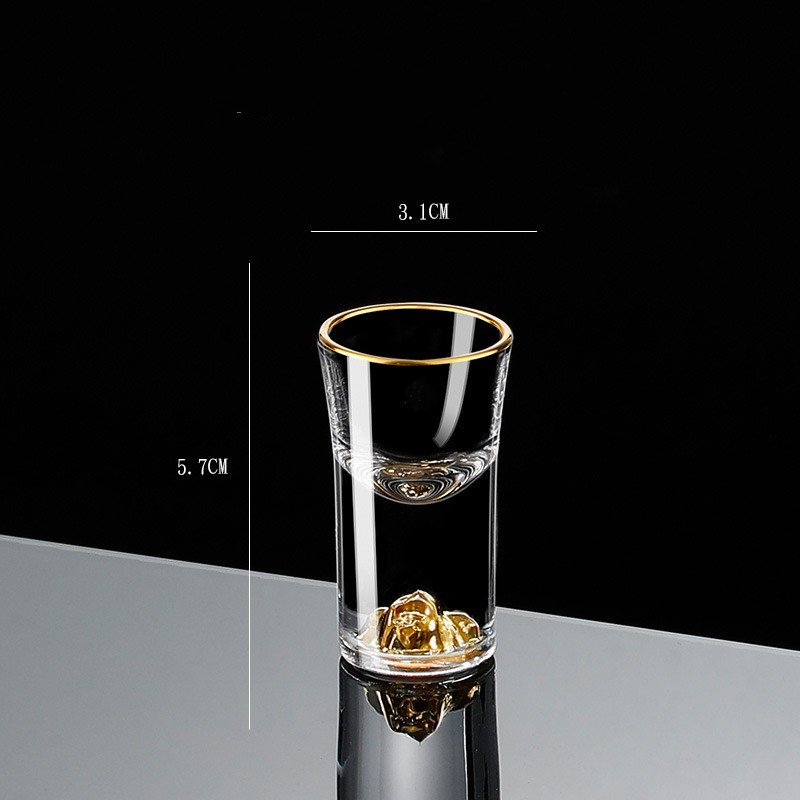 Small Crystal Glass One-shot Cup Divider Gold Foil Liquor Cup - Image 2