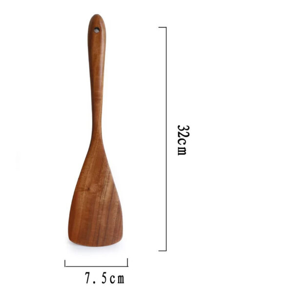 Teak Long Handle Cooking Spatula Household Solid Wood Spoon - Image 4